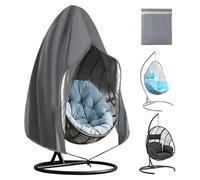 OFFCUP Funda para Silla Colgante, Oxford Impermeable Funda para Silla Tipo Huevo, Anti-Viento Anti-UV Silla de Columpio Jardin con Cremallera y Cordón para Patio Exteriores, 230*200CM (Gris)