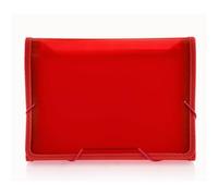Office Box - Carpeta Clasificadora A5 con 12 Divisiones con Cierre de Gomas y Bordes Reforzados en Tela, Incluye 24 Etiquetas para personalizar e Identificador interior, 100% Reciclable. (Rojo)