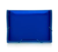 Office Box - Carpeta Clasificadora A5 con 12 Divisiones con Cierre de Gomas y Bordes Reforzados en Tela, Incluye 24 Etiquetas para personalizar e Identificador interior, 100% Reciclable. (Azul)