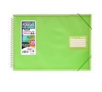 Office Box - Carpeta de Fundas Horizontal con Espiral - REF.13311NE - Tamaño A4+ - 20 Fundas Extra Cristal. (Verde Claro)