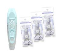 office box - Cinta Correctora DUO con Cinta Retráctil + Goma Giratoria - El corrector más completo, útil y eficiente que puedes llevar comodamente en tu estuche. (Pack 1 + 3 Recambios - Azul)
