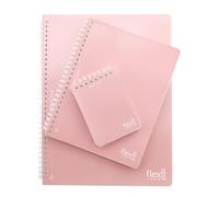 office box, Cuadernos Flexi A4/A5/A7 con Portadas y Espiral en Polipropileno, 80 hojas cuadriculadas de 80 gr. con pre corte y taladros Ideal para archivar en tu carpeta. (Rosa - 3 UD Surtido)