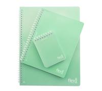 office box, Cuadernos Flexi A4/A5/A7 con Portadas y Espiral en Polipropileno, 80 hojas cuadriculadas de 80 gr. con pre corte y taladros Ideal para archivar en tu carpeta. (Verde - 3 UD Surtido)
