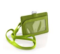 Office box - ID ACCESS SET - Elegante Set con Tarjeta Identificadora y Cordón Colgante a Juego - Cinta y Tarjetero Doble Bolsillo en Símil Piel - 4 elegantes y atractivos Colores Green