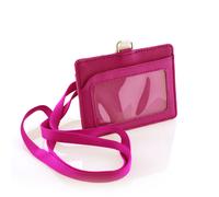 Office box - ID ACCESS SET - Elegante Set con Tarjeta Identificadora y Cordón Colgante a Juego - Cinta y Tarjetero Doble Bolsillo en Símil Piel - 4 elegantes y atractivos Colores Fuchsia