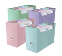 OFFICE BOX Organizador de Carpetas de Sobremesa Blush Pastel A4+ con 10 Carpetas y 40 Adhesivos (Set de 4)