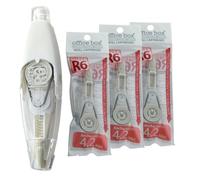office box - Pack 1 Cinta Correctora Recargable Retráctil SUPER R6 + 3 Recambios - Ancho 4.2 mm x 6 metros de alto poder cubriente y secado instantáneo. (Blanco)