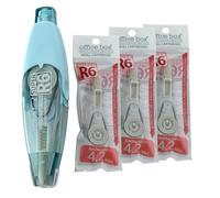 office box - Pack 1 Cinta Correctora Recargable Retráctil SUPER R6 + 3 Recambios - Ancho 4.2 mm x 6 metros de alto poder cubriente y secado instantáneo. (Azul)