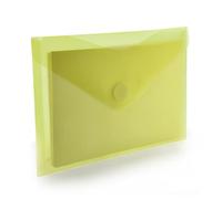 Office Box, Pack 10 Carpetas Sobre con Cierre de V-lock - Tamaño A5/Cuartilla - 18 x 25 cm - en 5 Colores Classic Traslúcidos con Textura Soft Touch, 100% Eco. (Amarillo)