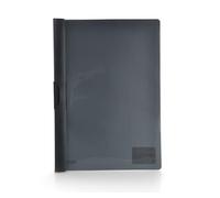Office Box, Pack 10 Dossier Carpeta Clip It A4 de Gran Capacidad Para Hasta 60 Hojas con Pinza de Plástico, Portada Transparente y Cuerpo en Color - Polipropileno Reciclable 100% (Negro)