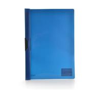 Office Box, Pack 10 Dossier Carpeta Clip It A4 de Gran Capacidad Para Hasta 60 Hojas con Pinza de Plástico, Portada Transparente y Cuerpo en Color - Polipropileno Reciclable 100% (Azul)