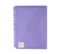 Office Box - Pack 10 Sobres con Cierre de V-lock A4+ con Multitaladro Para Archivar en Anillas y Fuelle de 3 Cm - 4 Colores Blush Pastel - Para Hasta 300 Hojas- 100% Reciclable. (Morado Blush)
