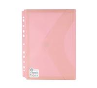Office Box - Pack 10 Sobres con Cierre de V-lock A4+ con Multitaladro Para Archivar en Anillas y Fuelle de 3 Cm - 4 Colores Blush Pastel - Para Hasta 300 Hojas- 100% Reciclable (Rosa Blush)