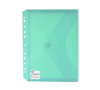 Office Box - Pack 10 Sobres con Cierre de V-lock A4+ con Multitaladro Para Archivar en Anillas y Fuelle de 3 Cm - 4 Colores Blush Pastel - Para Hasta 300 Hojas- 100% Reciclable. (Azul Blush)