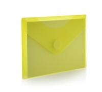 Office Box, Pack de 10 Carpeta Sobre Cierre con de V-lock - Tamaño A6 / Pasaporte, Cartilla - Disponible en 5 Classic Colors Translúcidos con acabado Soft Touch, 100% Reciclable. (Amarillo)