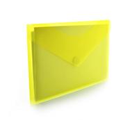 Office Box, Pack de 10 Carpetas Sobre con Cierre de V-Lock Formato A4+ Disponible en 5 colores traslúcidos con acabado Soft Touch, 100% Reciclable. (Amarillo)