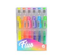 office box, Pack de Subrayadores Recargables Fluorescentes FLUO, el Marcador ecológico con la tinta más sólida, fluida y sorprendente, ideal para estuche. (Fluo Pack 6)