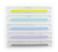 Office Box Regla Antideslizante Flexible 20 cm con Subrayador Decorativo | Regla Escolar para Estuche | Pack 5 ud.