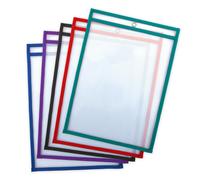 Office Box, Set 10 o 20 Fundas Borrables para Fichas- Tamaño A4/ Folio Ideales Para Hacer Fichas Reutilizables uso con Marcador de Pizarra Blanca - Reciclables Ideales para usar en el colegio para pra