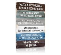 Office Decor Metal Sign Mindfulness Affirmation Watch Your Thoughts Wall-Art for Calm Inspiring Space 8 X 12 inch