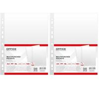 OFFICE PRODUCTS Fundas para folletos / 100 unidades/DIN A4/transparente superior abierta fundas transparentes fundas de plástico perforadas para documentos, papeles, archivos, carpetas/PP/transparente