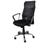 OFFICER PRODUCTS Silla de oficina Corfu/silla ergonómica de escritorio giratoria/membranas de tela y piel sintética/silla de oficina con ruedas, color negro