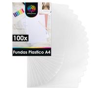 OfficeTree 100 carpetas de plástico transparente tamaño A4, granuladas y lisas, tamaño A4, parte superior y lateral, fundas de plástico tipo L, para proteger el papeleo, carpetas de archivos