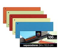 OfficeTree 100 x Tiras Separadoras de Papel Colores - Separadores Archivador 4 Anillas 180 g/m² con Orificios - Archivador Separadores para Carpetas A4 y A5 Bandejas Registros