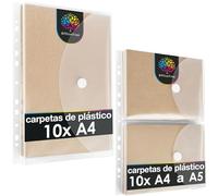 OfficeTree 20x Carpetas A4 y A5 - Carpeta Plástico Transparente Con Cierre Adhesivo, Tira Para Archivar y 160 Etiquetas de Refuerzo Para Agujeros
