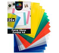 OfficeTree 25x Forrar Libros Fundas de Color A4 - Fundas para Libros Escolares - Protector Libros del Cole - Fundas de Cuadernos - Forro Libros Escolares - Fundas para Forrar Libros - Made in Germany
