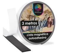 OfficeTree 3m Cinta Magnetica Adhesiva - Negro - 12,7mm Ancho Cinta Imantada Adhesiva Fuerte - Cinta Adhesiva Magnetica Adecuada para Carteles y Fotografías - Imanes para Mosquitera - Tira de Iman