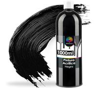 OfficeTree Pintura Negra Acrilica 1000ml Base Agua - Pintura Acrilica Negra - Pintura para Tela Negra - Pintura Negra para Artistas Aficionados - Acrilico Pintura Negra Ideal para Mezclar