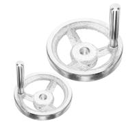 OFFIGAM 2 Piezas Volante de Torno Redondo, Manivela Metálica Volante de Acero al Carbono, Acabado Cromado, Plata, para Máquina Herramienta y Piezas de Fresadora y Taladradora, Precisión