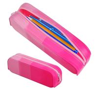 OFFIGAM Estuche Sencillo para Lápices de Silicona Rosa Gran Capacidad y Compartimento Amplio, Flexible y Portátil para Organizar Maquillaje U Oficina