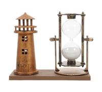 OFFIGAM Reloj de Arena de Escritorio Vintage Decoración de Faro en Latón Antiguo, Temporizador Artesanal Delicado para Centro de Mesa y Decoración Creativa de Hogar y Oficina