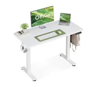 OffiGo 100 cm Pequeño Escritorio Elevable, Blanco Mesa Escritorio Elevable | Con 3 Memorias de Altura, Mesa Elevable para Estaciones de Trabajo en Casa, Mesa Ordenador Compacta para Espacios Pequeños