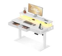 OffiGo Mesa Elevable Escritorio con Cajones, 120cm Mesa Escritorio, Blanco