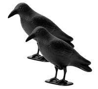 OFFO Cuervo Espantapajaros Exterior,Ahuyentador Palomas,Espanta Palomas Cuervo muñeco para Balcón,Ahuyentador de Pajaros Raven para Jardín Repelente Palomas de Plástico 2 Pieza