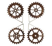 OFFSCH Decoración Vintage 4 Piezas Colgante Pared Engranaje Retro Rueda Dentada Steampunk Manualidades Madera Diy Tablero Doble Transparente Álamo Accesorios Oficina Único Decoraciones