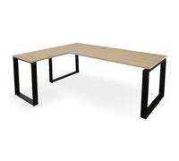 OFILIKE. Mesa de Ordenador PC. Mesa Esquinera en Forma de L a la Izquierda. Marco Metal en Negro. para Oficina y Hogar (180x80, Roble)