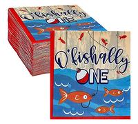 O'fishally - Servilletas de papel para fiesta de primer cumpleaños (15,5 cm, 100 unidades)
