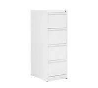 OFITURIA ® Archivador Metálico Tipo Bisley Organizativo De Oficina Blanco con 4 Cajones para Carpetas DIN A4 Y Folio, Documentos con Llave, 132 X 46 X 62 (1 Unidad, Blanco 4 Cajones)