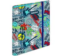 OFITURIA Carpeblock 4 Anillas Smiley Rebel, Carpeta Archivador 4 Anillas A4 Escolar con Goma, Carpeta Clasificadora Anillas Juvenil con Tapa Dura de Cartón de, Medidas 27,5 x 32 x 5 cm