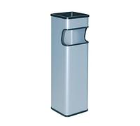 OFITURIA® Cenicero Papelera de Pie y Pared para Exterior Metálico 24 litros Color Plata Extraíble en Negro