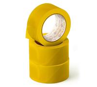 OFITURIA Cinta Adhesiva, color Amarillo, Cinta para Embalaje y Organizar tus Cajas y Envíos, Ideal para Manualidades y Decoración, Precinto de Colores Vibrantes 66 mt x 48 mm (3 und. - Amarillo)