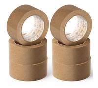 OFITURIA Cinta Adhesiva Ecológica de Papel Kraft color Marrón. Cinta de Carrocero para Embalaje (48 mm x 45 mts - Kraft, 6 Rollos)