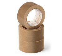 OFITURIA Cinta Adhesiva Ecológica de Papel Kraft color Marrón. Cinta de Carrocero para Embalaje (48 mm x 45 mts - Kraft, 3 Rollos)