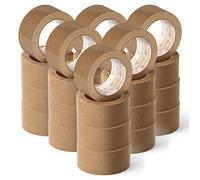 OFITURIA Cinta Adhesiva Ecológica de Papel Kraft color Marrón. Cinta de Carrocero para Embalaje, Enmarcar Cuadros o Sellar. Empaquetado Seguro y Resistente (72 mm x 80 mts - Kraft, 24 Rollos)