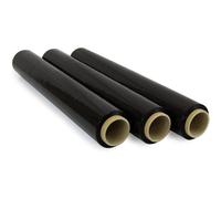 OFITURIA Film Negro Para Embalar De 50 Cm y estirable hasta 300 Metros De Longitud - Rollo De Film Elástico Manual Para Embalaje Industrial - 3 Unidades