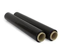 OFITURIA Film Negro Para Embalar De 50 Cm y estirable hasta 300 Metros De Longitud - Rollo De Film Elástico Manual Para Embalaje Industrial - 2 Unidades